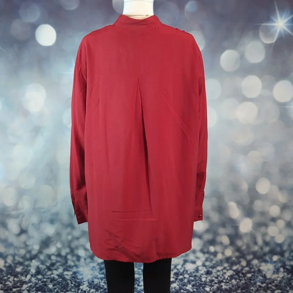 Potomac Collection sz L Vintage 100% Silk Buttons Down Tunic Top / Blouse - Picture 5 of 6